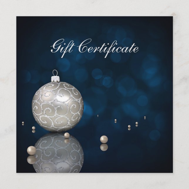 Eleganter Silberner Glitzer Ornament - Geschenkgut (Vorderseite)