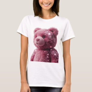 Eleganter silberner PINKER TEDDYBÄR MIT GLITTER T-Shirt