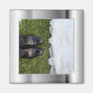 Eleganter silberner Rahmen Magnet