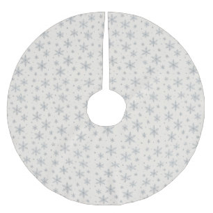 Eleganter silberner Schneestern Winterfeiertag Polyester Weihnachtsbaumdecke