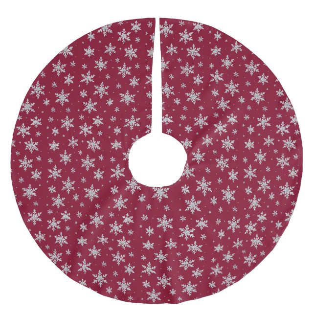 Eleganter silberner Schneestern | Winterfeiertage  Polyester Weihnachtsbaumdecke (Vorderseite)