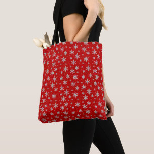 Eleganter silberner Schneestern Winterfeiertage Tasche