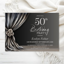 Eleganter silberner Vorhang 50. Geburtstagsfeier