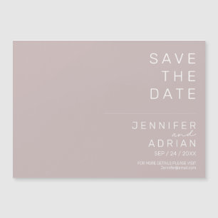 Eleganter Silberrosa Minimal Modern Save the Date Magnetkarte