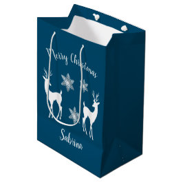 Eleganter Silberschneeflocken Mittlere Geschenktüte