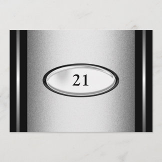 Eleganter Silberstreifen am 21. Geburtstag Einladung