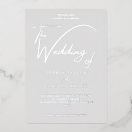 Eleganter Silberstreifen, grau Geblüht Hochzeit Folieneinladung