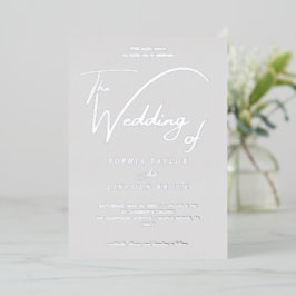 Eleganter Silberstreifen, grau Geblüht Hochzeit Folieneinladung