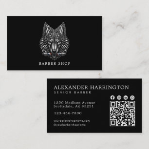 Eleganter Silberwolf-Friseursalon-QR-Code Hair Pro Visitenkarte