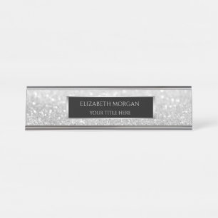 Eleganter Silver Bokeh Frame Schreibtischnamensplakette