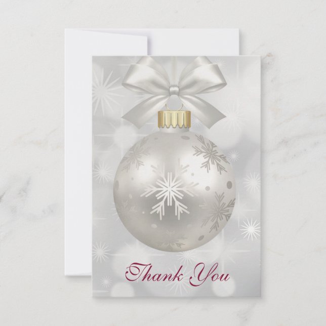 Eleganter Silver Christmas Ball Vielen Dank Dankeskarte (Vorderseite)