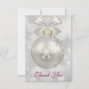 Eleganter Silver Christmas Ball Vielen Dank Dankeskarte