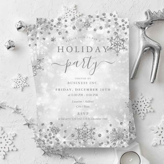 Eleganter Silver Christmas Winter Company Urlaub Einladung (Elegant Silver Christmas Winter Company Holiday Invitation)