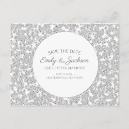Eleganter Silver Diamond Glitzer Wedding Rett Date Postkarte