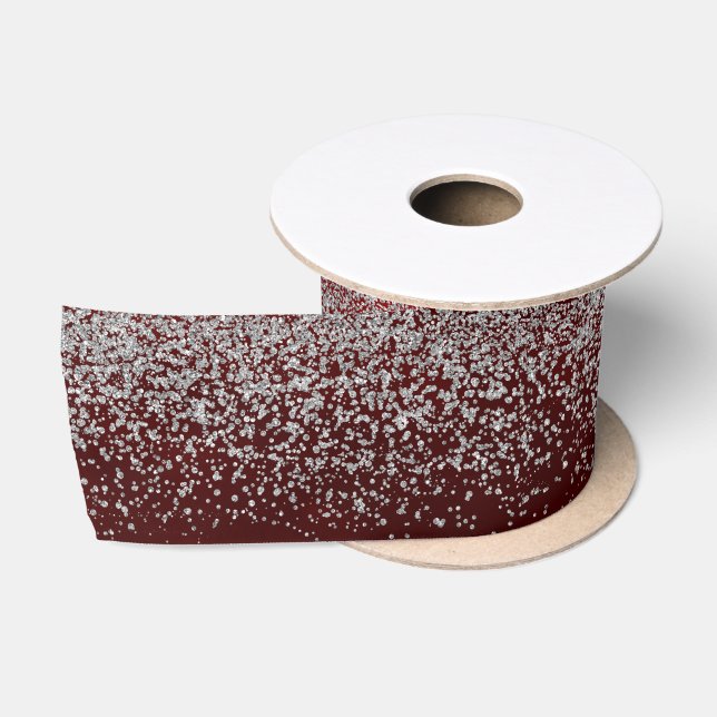 Eleganter Silver Glitzer auf Red Wedding Gift Ribb Satinband (Spule)