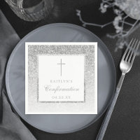 Eleganter Silver Glitzer Bestätigung oder Taufe