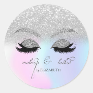 Eleganter Silver Glitzer Bokeh,Holograph Imitate L Runder Aufkleber
