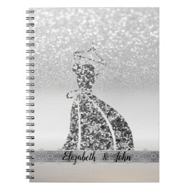 Eleganter Silver Glitzer Bokeh, Kleid Notizblock