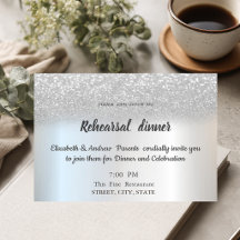 Eleganter Silver Glitzer Bokeh Probe Abendessen