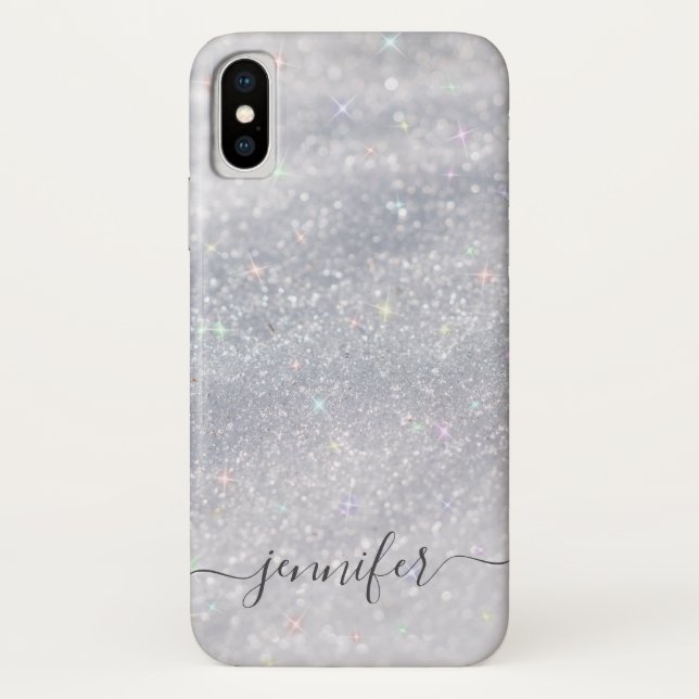 Eleganter Silver Glitzer Case-Mate iPhone Hülle (Rückseite)