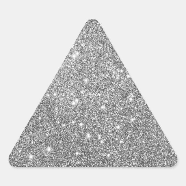 Eleganter Silver Glitzer Dreieckiger Aufkleber (Vorderseite)