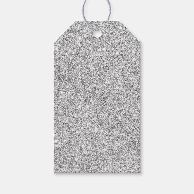 Eleganter Silver Glitzer Geschenkanhänger (Vorderseite)