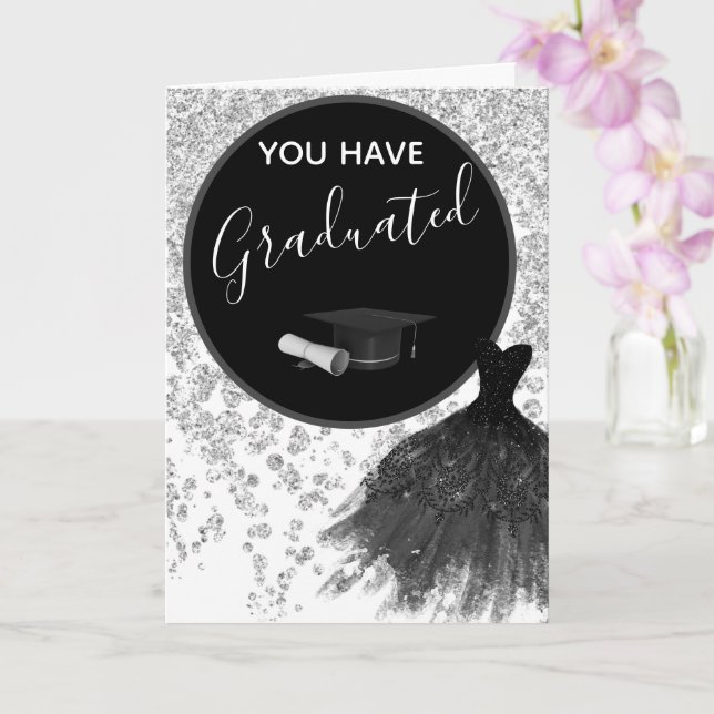 Eleganter Silver Glitzer Herzlichen Glückwunsch Ab Karte (Orchidee)