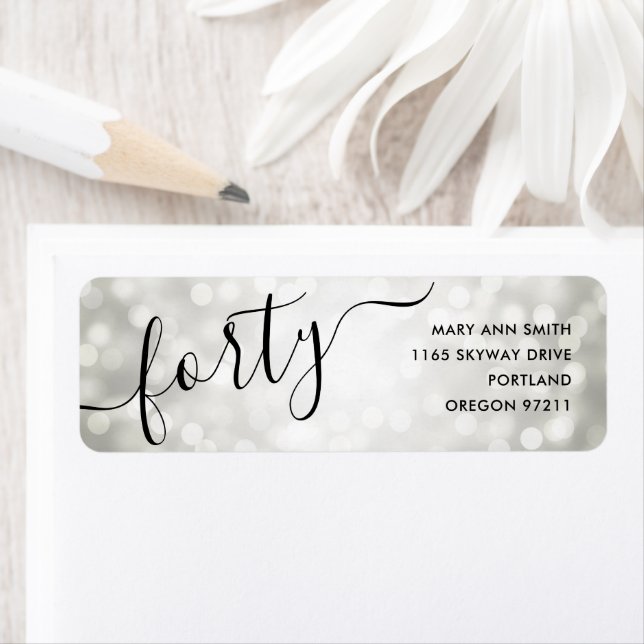 Eleganter Silver Glitzer Lights 40. Geburtstag (Insitu)