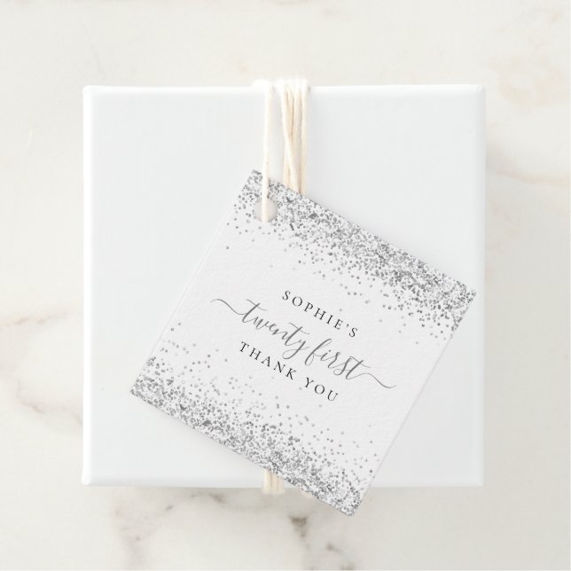 Eleganter Silver Glitzer Name 21. Vielen Dank Geschenkanhänger (Beispiel)