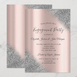 Eleganter Silver Glitzer Ombre Rose Gold Verlobung Einladung