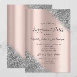 Eleganter Silver Glitzer Ombre Rose Gold Verlobung Einladung