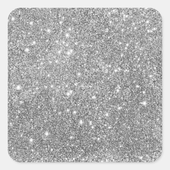 Eleganter Silver Glitzer Quadratischer Aufkleber (Vorderseite)