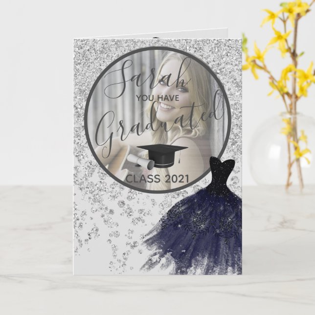 Eleganter Silver Glitzer Sie haben ein abgestuftes Karte (Gelbe Blume)