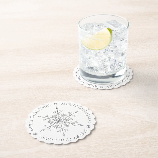 Eleganter Silver Glitzer Snowflake Frohe Weihnacht Untersetzer (Vor Ort)
