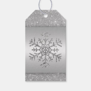Eleganter Silver Glitzer Snowflake Geschenkanhänger