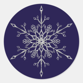 Eleganter Silver Glitzer Snowflake Weihnachten Runder Aufkleber