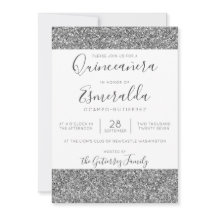Eleganter Silver Glitzer Sparkle Quinceanera