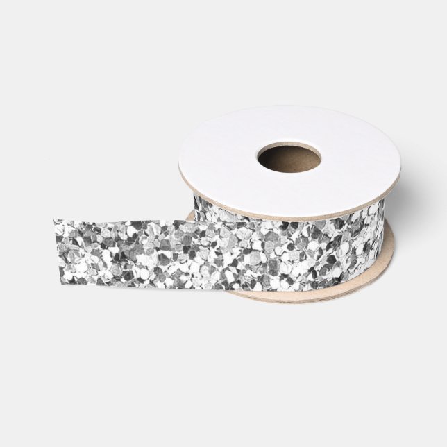 Eleganter Silver Glitzer Sparkle Ripsband (Spule)