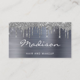 Eleganter Silver Glitzer Tropfen Stylist Visitenkarte