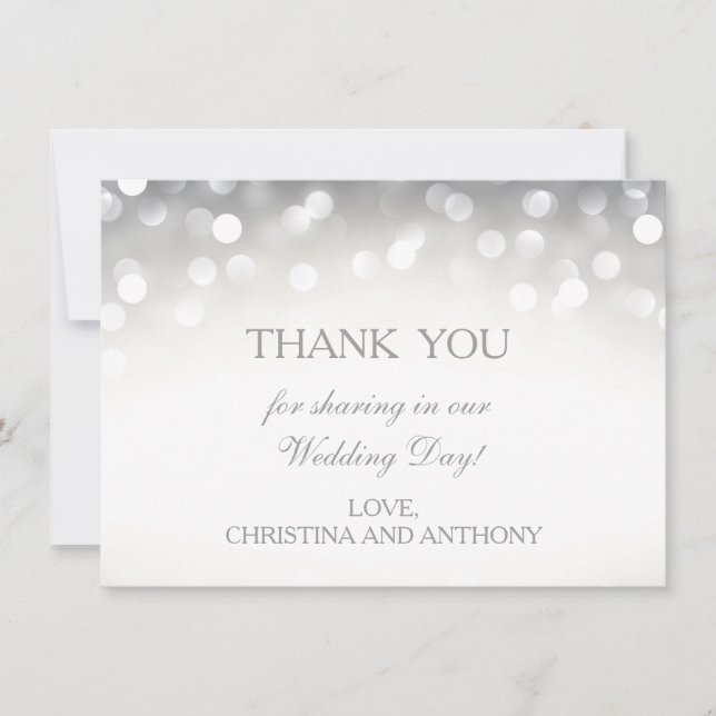 Eleganter Silver Glitzer Wedding Vielen Dank Hinwe Mitteilungskarte (Vorderseite)