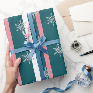 Eleganter Silver Glitzer Weihnachten Snowflake Mus Geschenkpapier