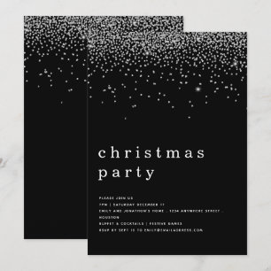 Eleganter Silver Glitzer Weihnachts-Party Schwarz Einladung