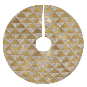 Eleganter Silver Gold Glitzer Triangle Design Chic Polyester Weihnachtsbaumdecke