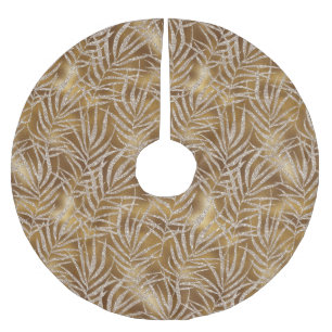 Eleganter Silver Gold Glitzer Winter Foliage Luxus Polyester Weihnachtsbaumdecke