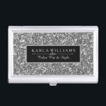 Eleganter Silver Gray Glitzer Texture Print Visitenkarten Etui<br><div class="desc">Eleganter silbergrauer Glitzer und Glitzern-Textur drucken Akzent zurück.</div>