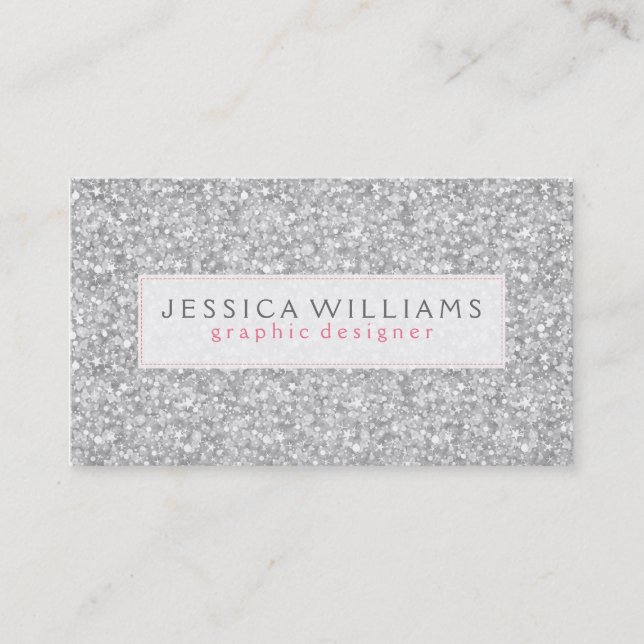 Eleganter Silver Gray Imitate Glitzer Print Visitenkarte (Vorderseite)