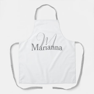 ELEGANTER SILVER GRAY MONOGRAM INITIAL & NAME GIFT SCHÜRZE