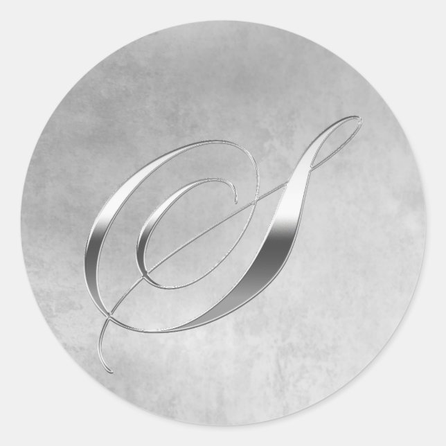 Eleganter Silver Monogram S Sticker (Vorderseite)