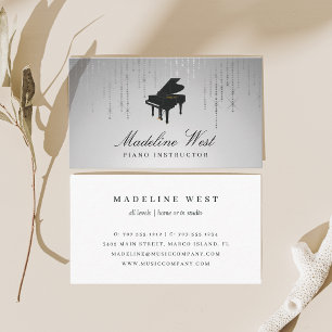 Eleganter Silver Rain Piano Lehrer für Musik Visitenkarte