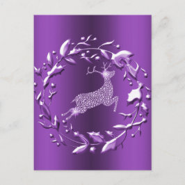 Eleganter Silver Rentier, Kraut Lila Weihnachten Postkarte
